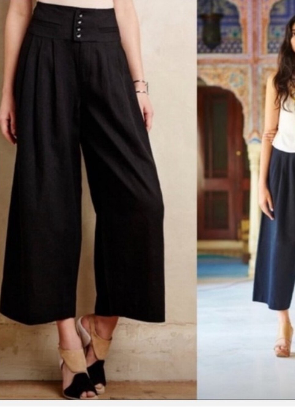 NWOT Anthropologie Cartonnier Linen High Waist Wide Leg Capri